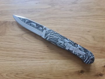 Zavírací lovecký nůž Kandar, zvířecí motivy, 20cm + pouzdro